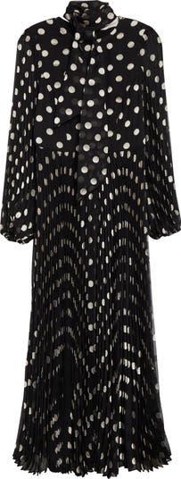 Zimmermann Polka Dot Pleated Midi Dress with Removable Pussy