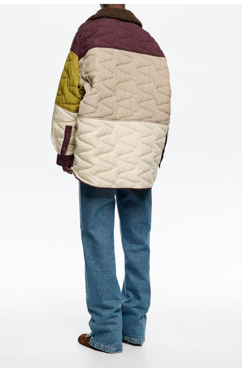 Bimba Y Lola Multicolor Patchwork Padded Jacket In Burgundy