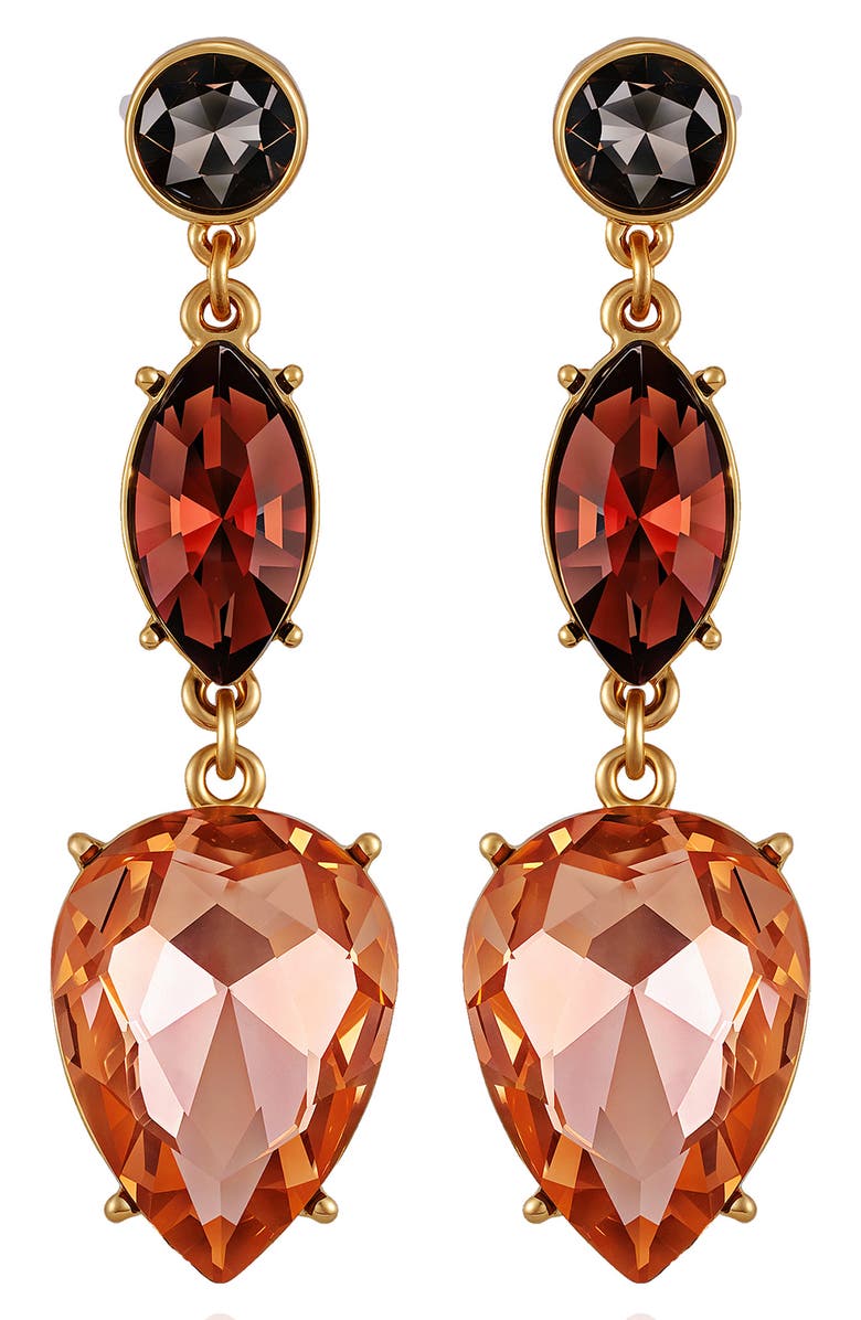 GUESS Crystal Linear Drop Earrings, Main, color, Gold Tone/ Red Multi