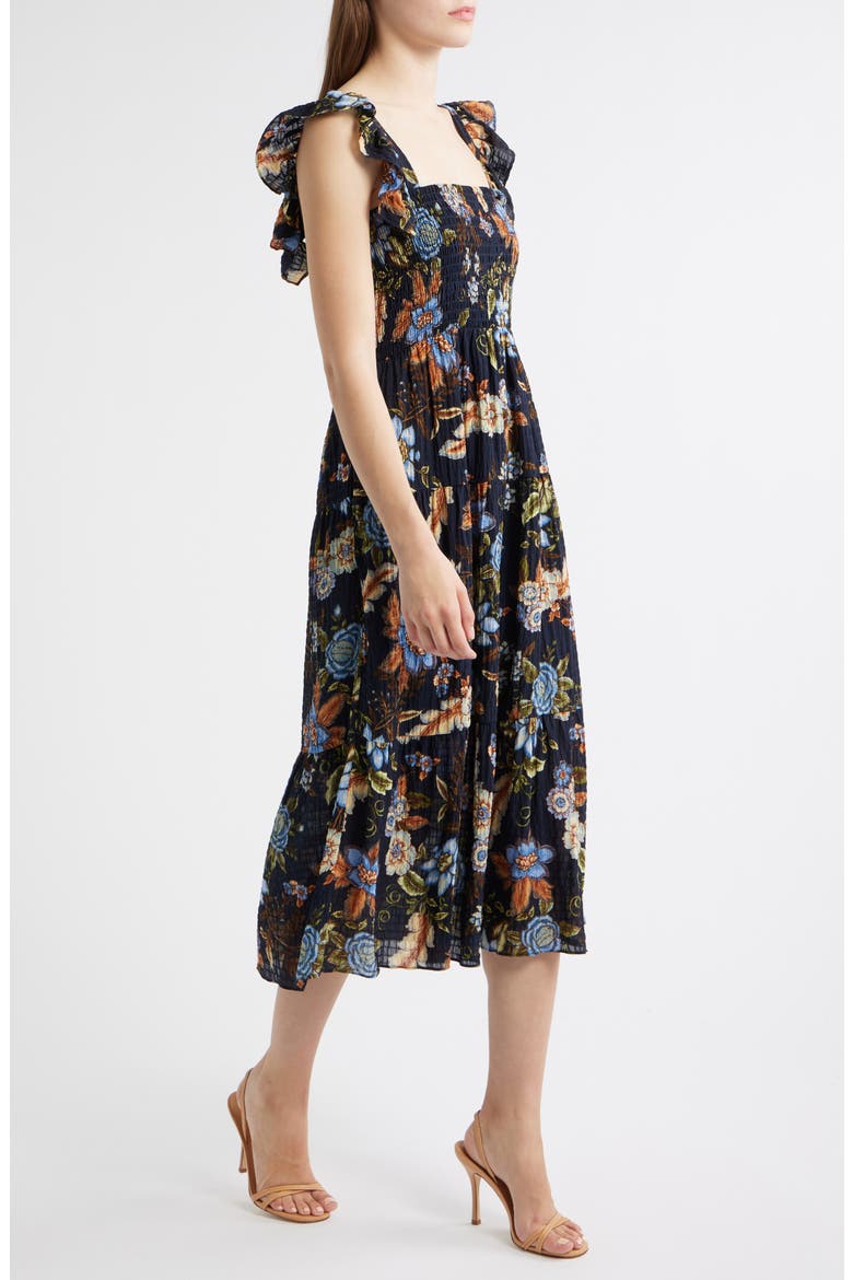 Floral Midi Sundress, Alternate, color, NAVY MULTI