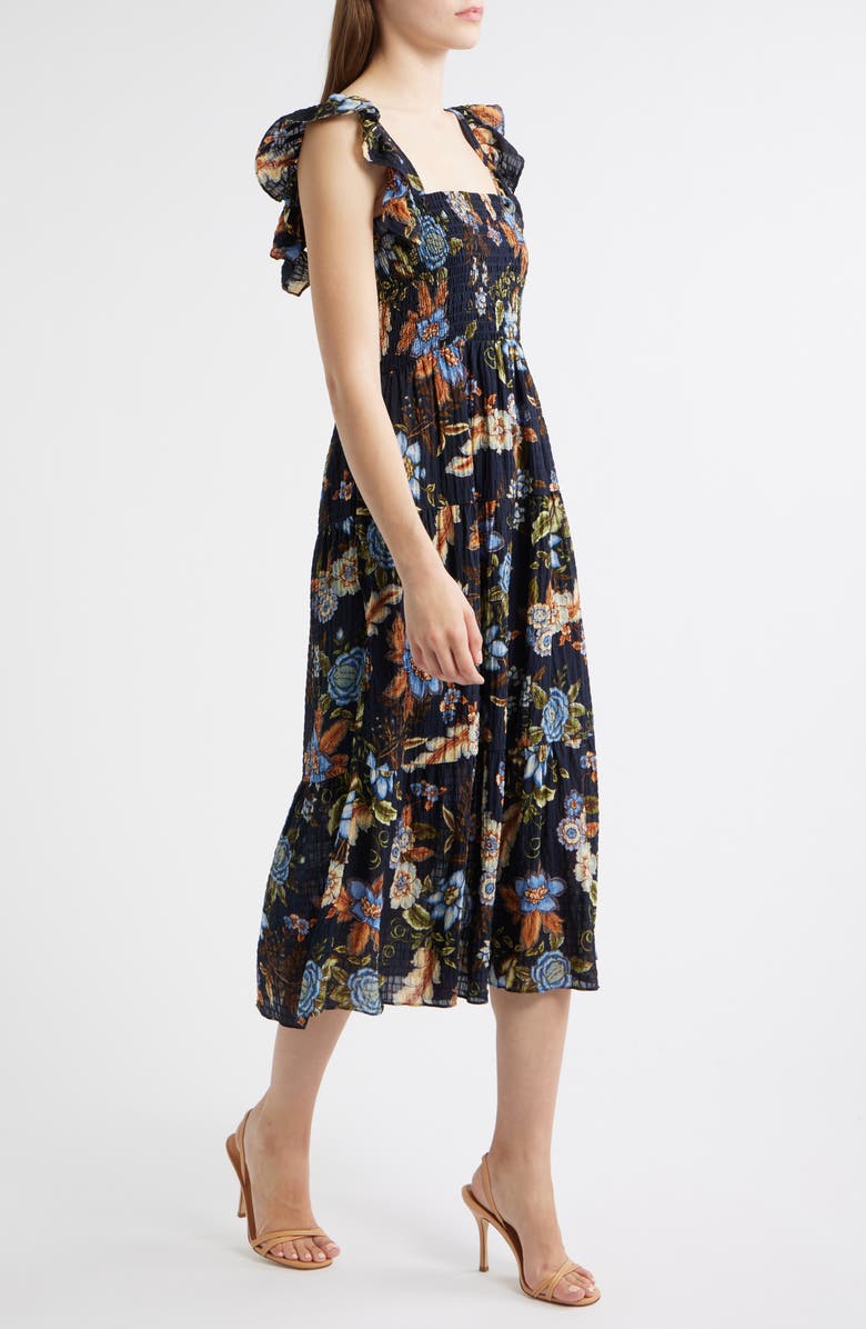 Vince Camuto Floral Midi Sundress, Alternate, color, Navy Multi