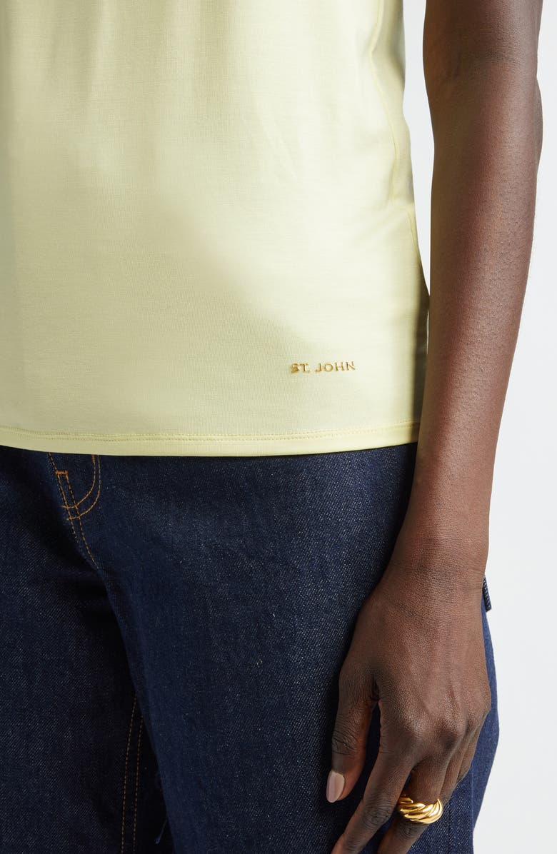 ST. JOHN Polished Stretch Jersey Tank, Alternate, color, Lemon Grass
