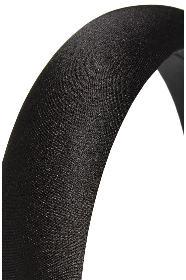 Padded Satin Headband, Alternate, color, BLACK
