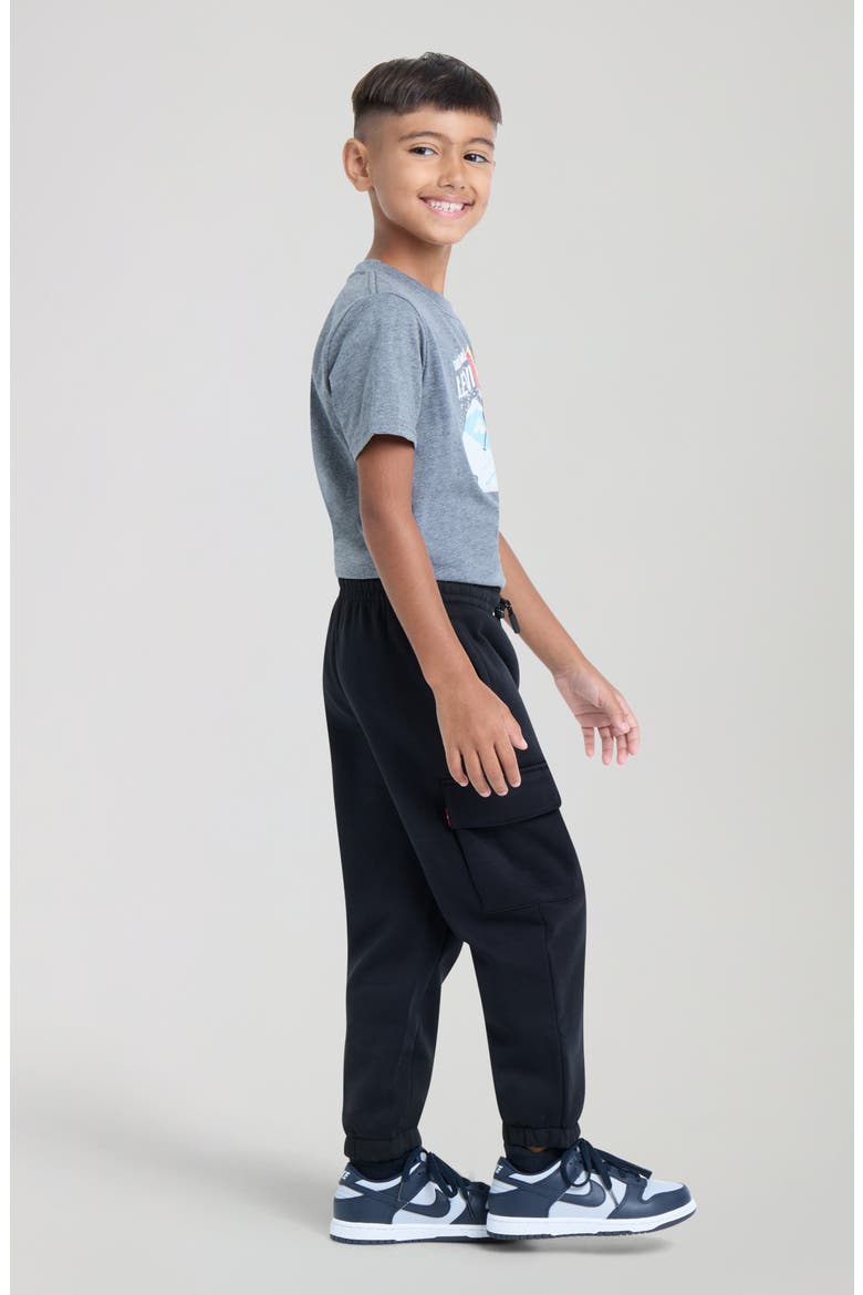 Kids' Two Horse Baggy Cargo Fleece Joggers, Alternate, color, G52JET BLA