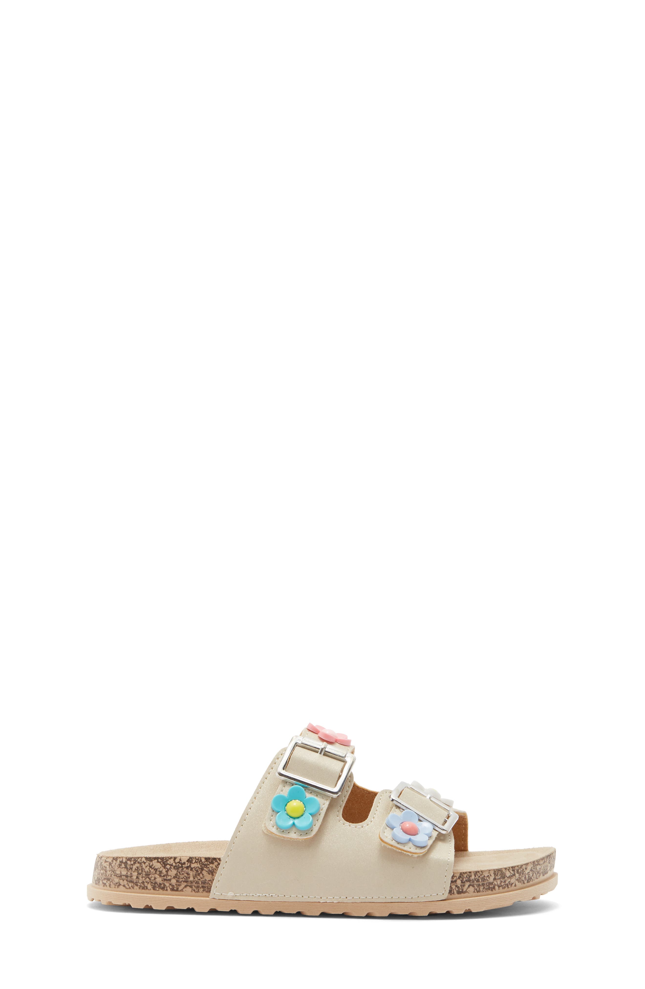 bebe Kids' Flower Accent Double Strap Sandal, Alternate, color, 