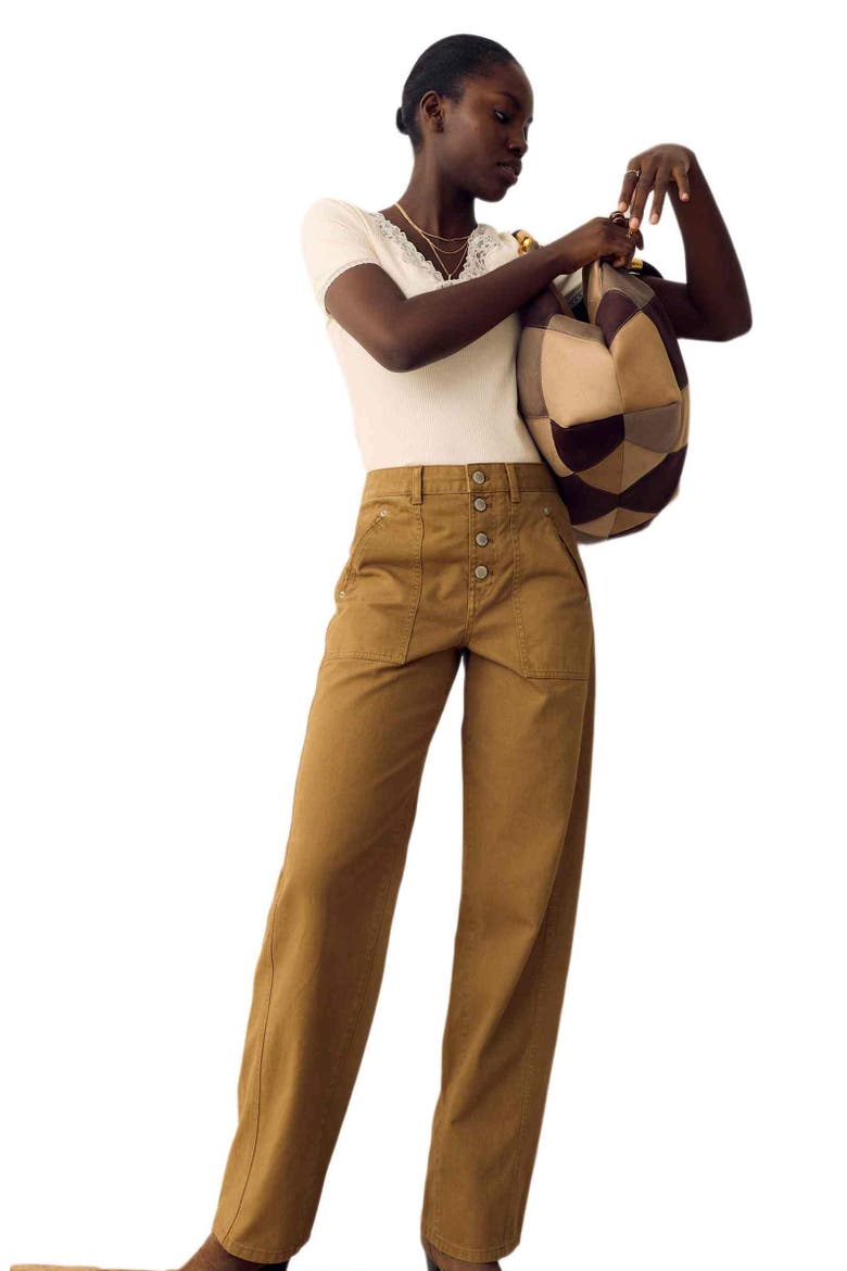 High Waist Tapered Trousers, Alternate, color, SANDSTONE BROWN