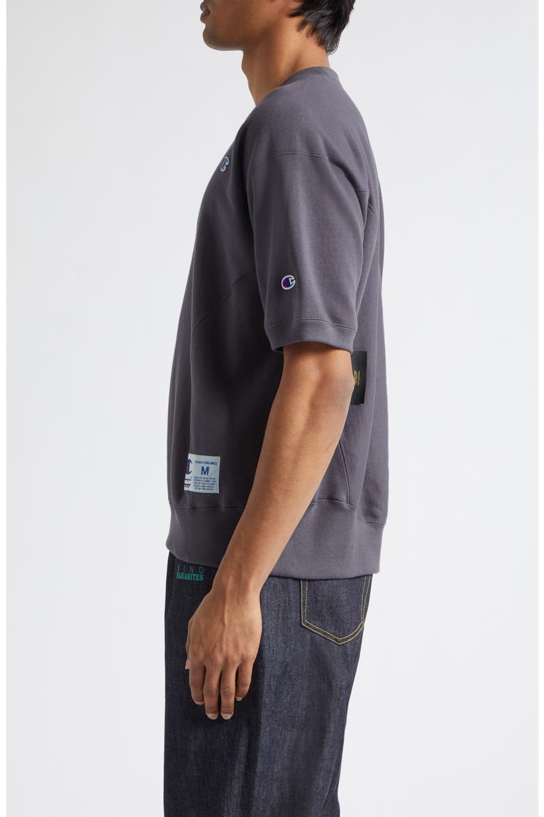 x Champion Short Sleeve Cotton Fleece Sweatshirt, Alternate, color, GRAY PURPLE