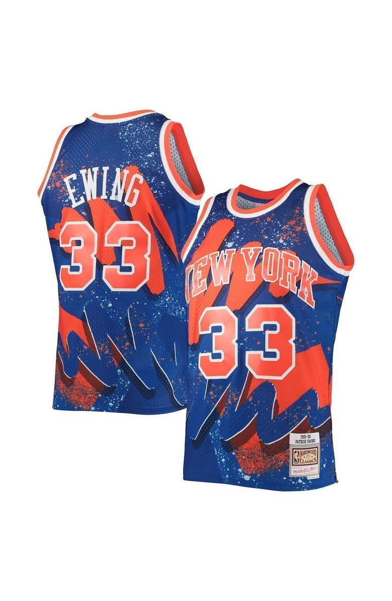 Mitchell & Ness Men's Mitchell & Ness Patrick Ewing Blue New York Knicks Hardwood Classics 1991/92 Hyper Hoops Swingman Jersey, Main, color, 