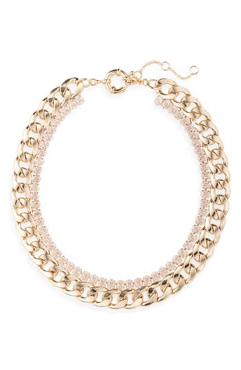 Nordstrom Rack Curb Chain & Tennis Layered Necklace In Gold
