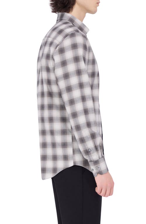 Bugatchi Julian Shaped Fit Stretch Print Button-up Shirt In Anthracite