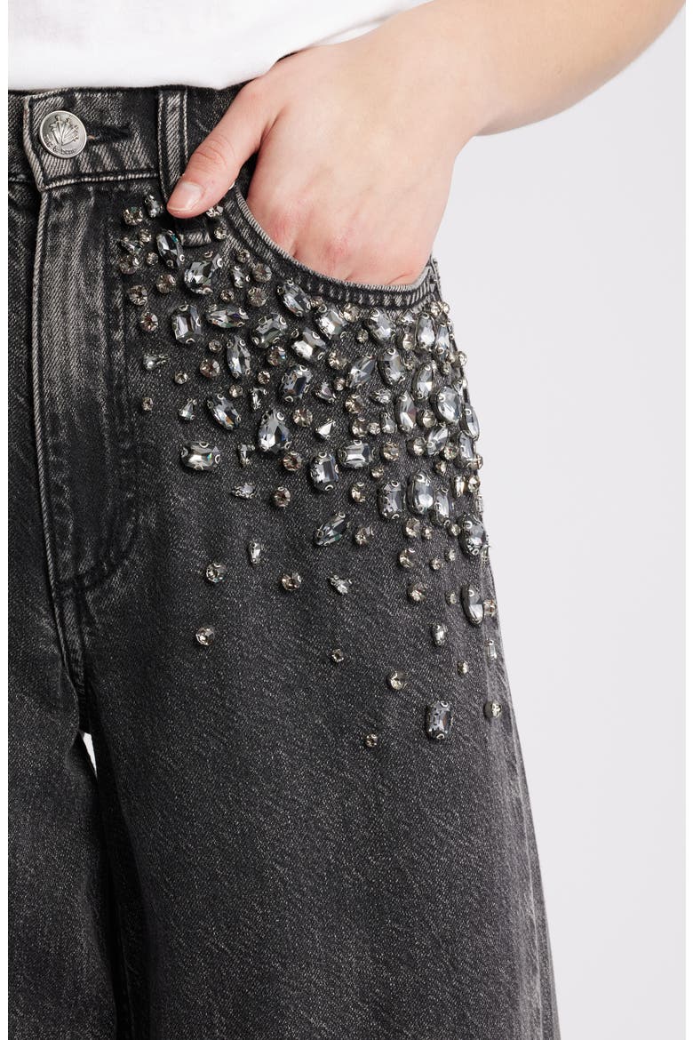 Featherweight Sofie Embellished High Waist Wide Leg Jeans, Alternate, color, JEWEL