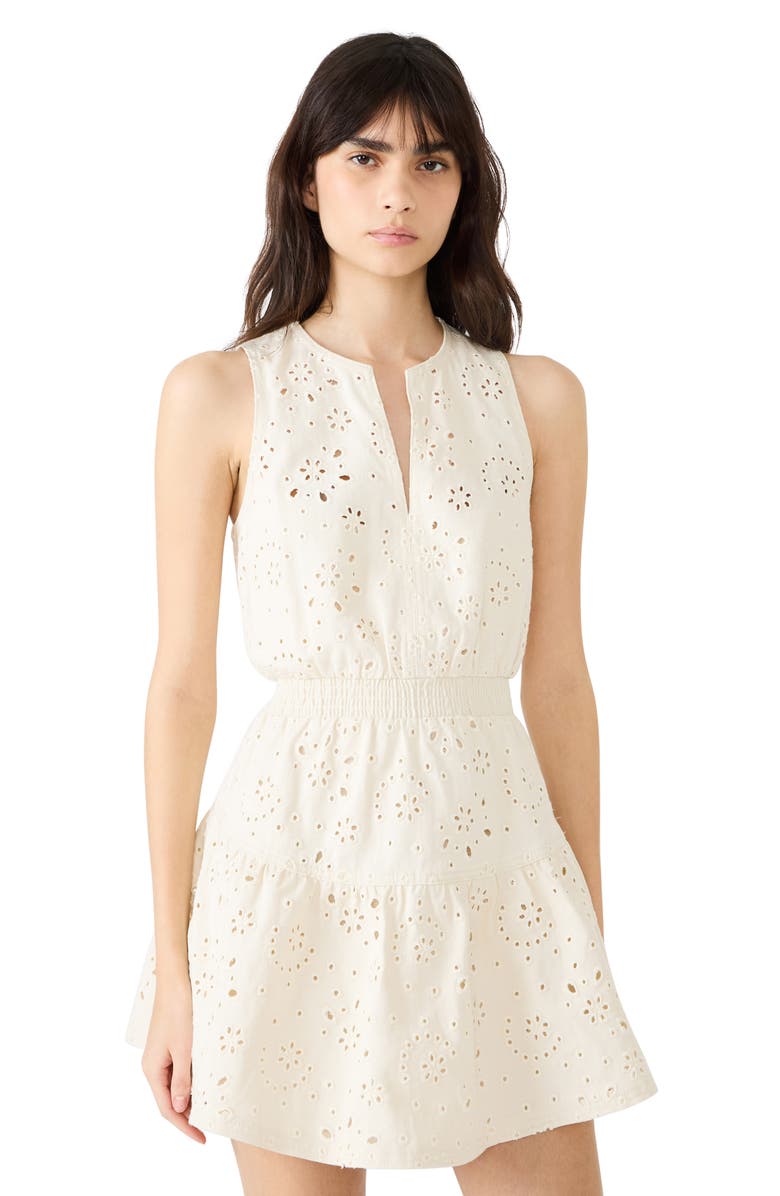 Steve Madden Priscilia Eyelet Embroidery Minidress, Alternate, color, Sea Pearl