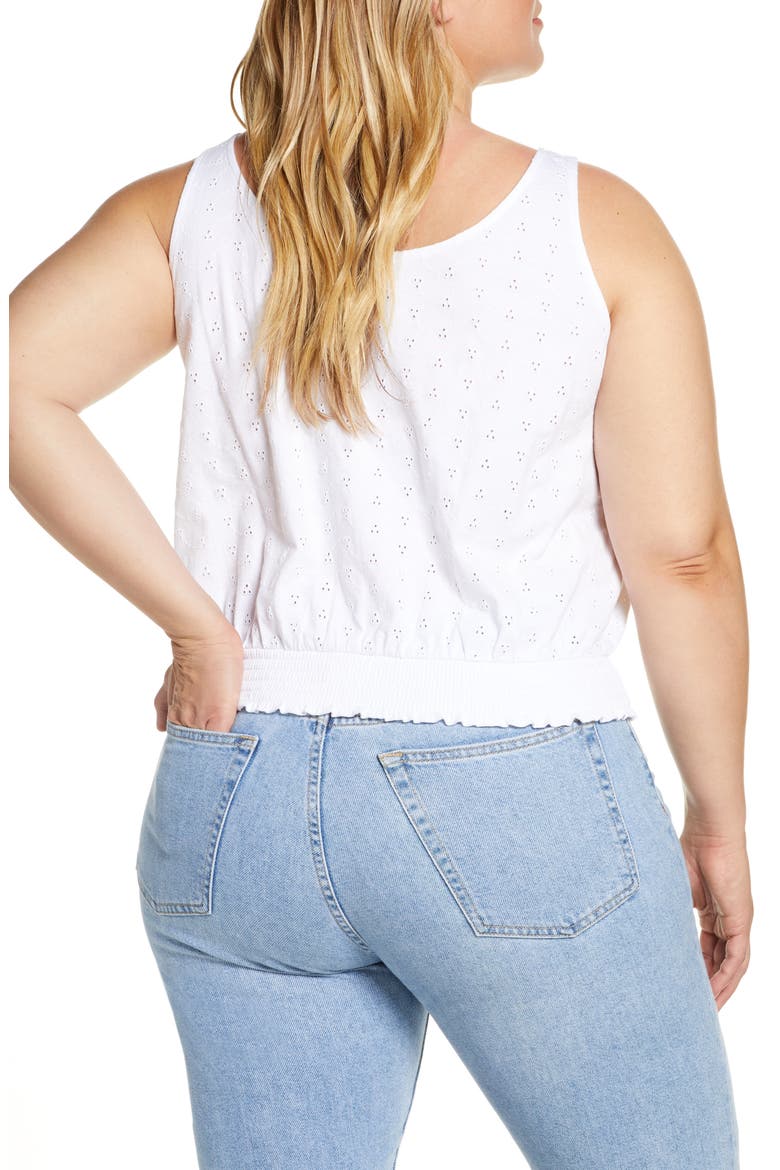 Eyelet Tank Top, Alternate, color, WHITE