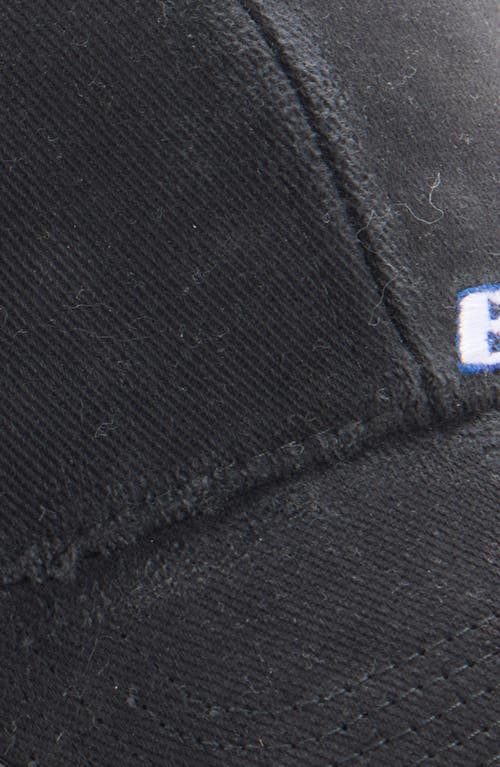 Balenciaga Tilted Typo Distressed Cotton Twill Baseball Cap In Blue