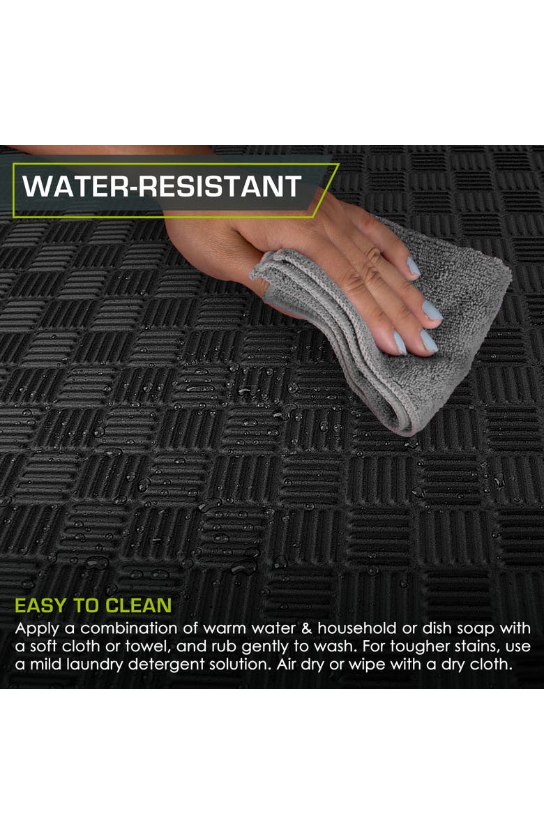 ProsourceFit Checkered Exercise Puzzle Mat 12 x 12 1/2-in, Alternate, color, Black