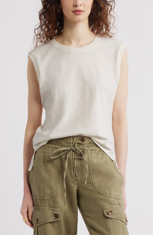Treasure & Bond Pleat Back Cotton Muscle Tank In Ivory Egret