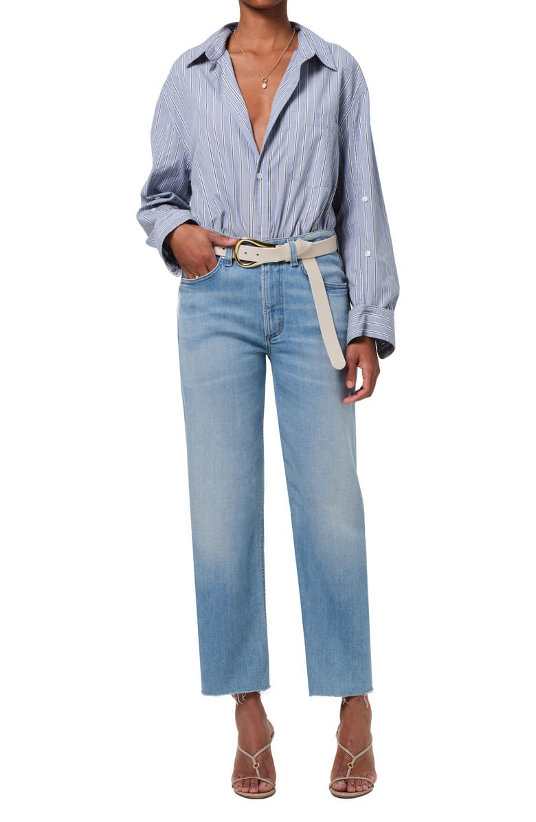 Citizens of Humanity Palma High Waist Raw Hem Straight Leg Jeans, Alternate, color, Lisbon (Light Indigo)