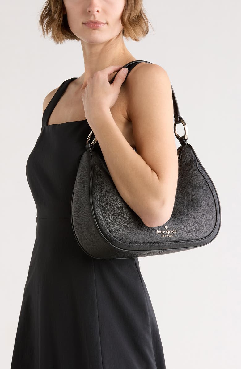 Kate Spade New York Leila Pebbled Leather Shoulder Bag, Alternate, color, Black