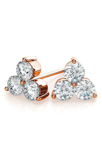 Suzy Levian Diamonds 14k Gold Diamond Stud Earrings In Rose