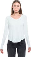 WILT Clothing Long Sleeve V-Neck With Raw Hem Shirttail