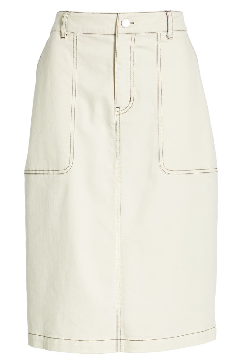 Contrast Stitch Utility Midi Skirt, Alternate, color, IVORY DOVE
