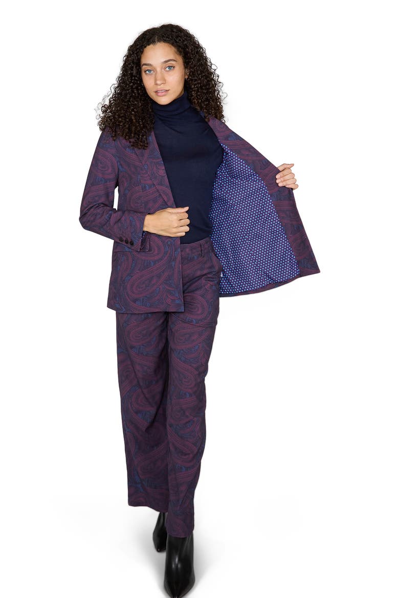 Julia Stretch Wool Tailored Blazer, Alternate, color, Badalona Plum