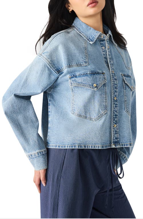 Steve Madden Rafi Denim Crop Shirt In Blue