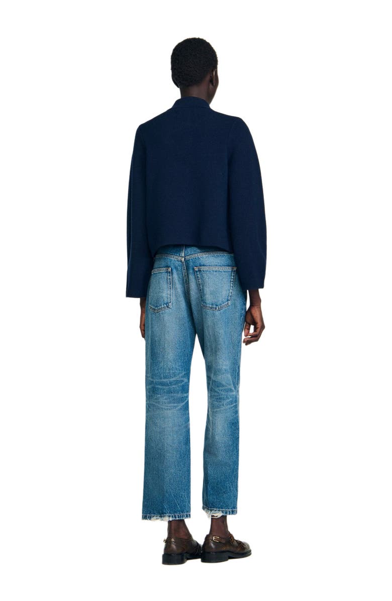 SANDRO Double-breasted cardigan, Alternate, color, Navy Blue