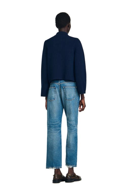 Sandro Double-breasted Cardigan In Blue