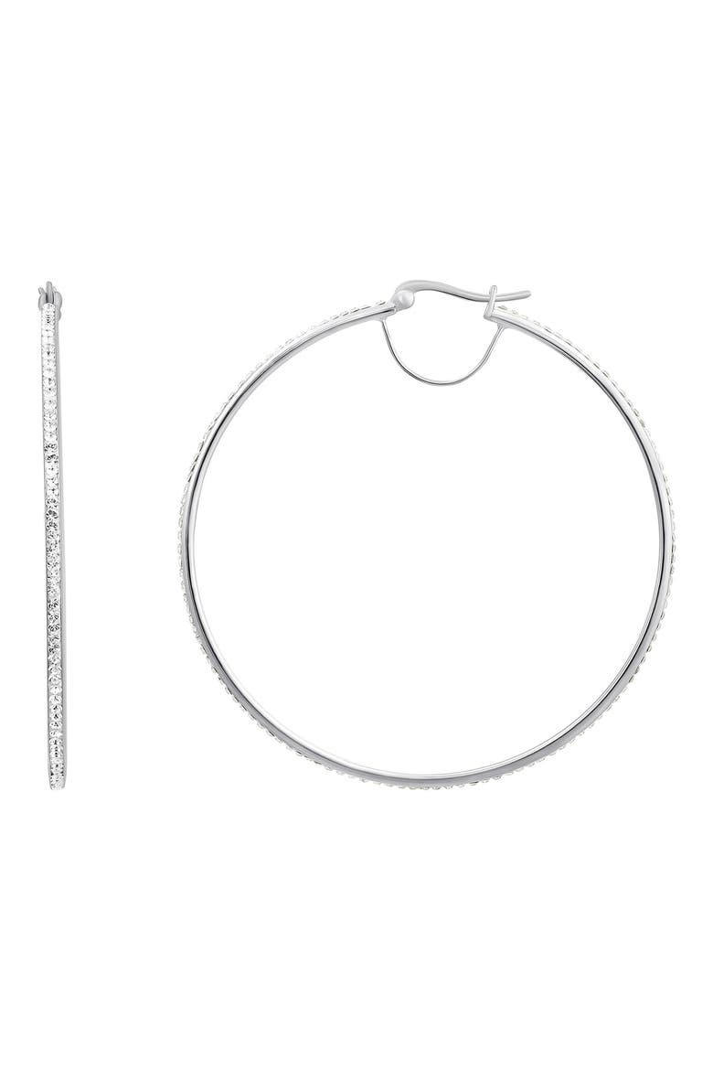 Cubic Zirconia 60mm Hoop Earrings, Main, color, CLEAR