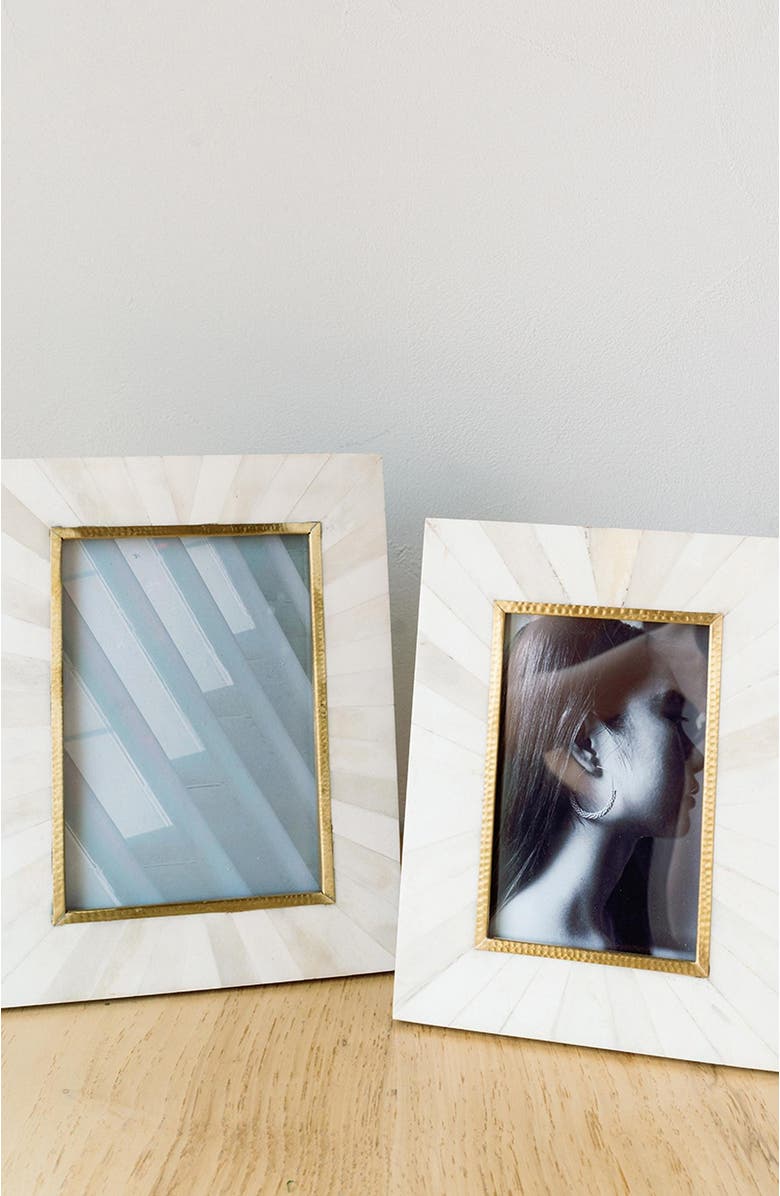 Matr Boomie Mukhendu Picture Frame - Bone, Brass Inlay, Alternate, color, White
