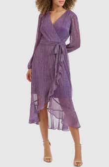 Kensie Long Sleeve Shimmer Knit Midi Dress