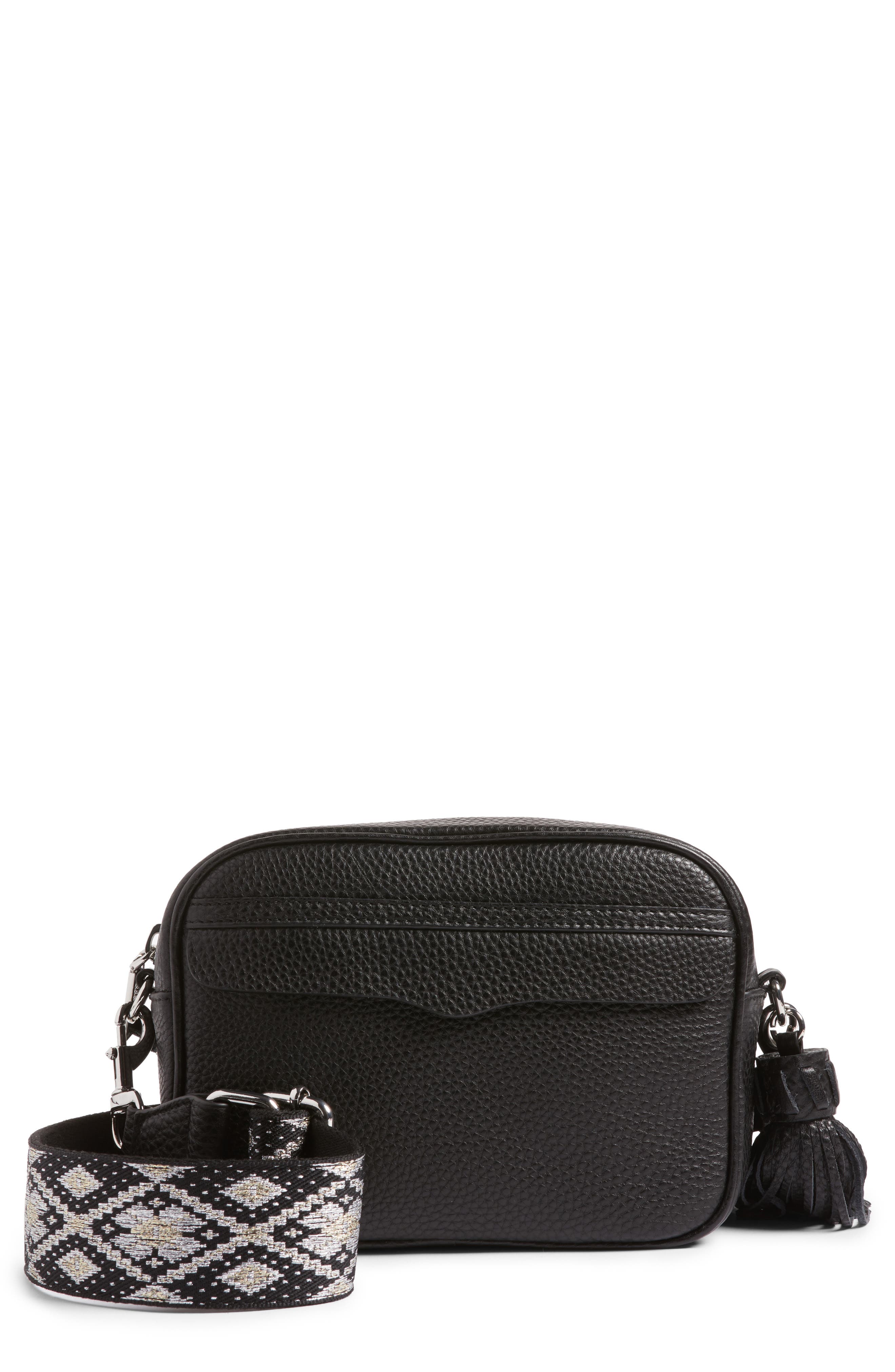 Rebecca Minkoff Leather Camera Bag with Guitar Strap, Main, color, 