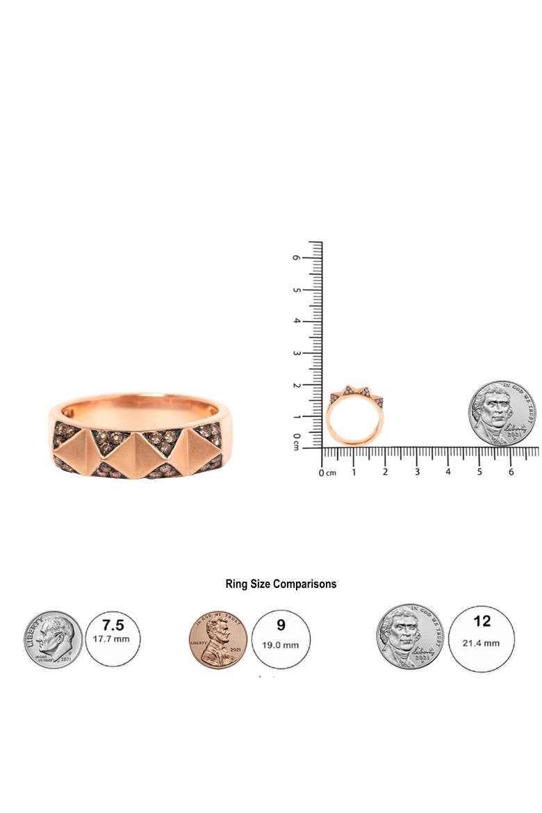14K Rose Gold 1/4 Cttw Brown Diamond Pyramid Band Ring, Alternate, color, Pink