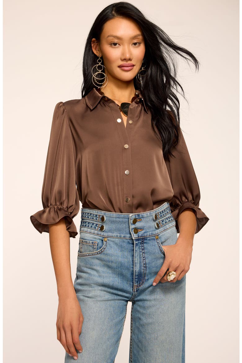 Dina Matte Satin Bodysuit, Main, color, SEPIA