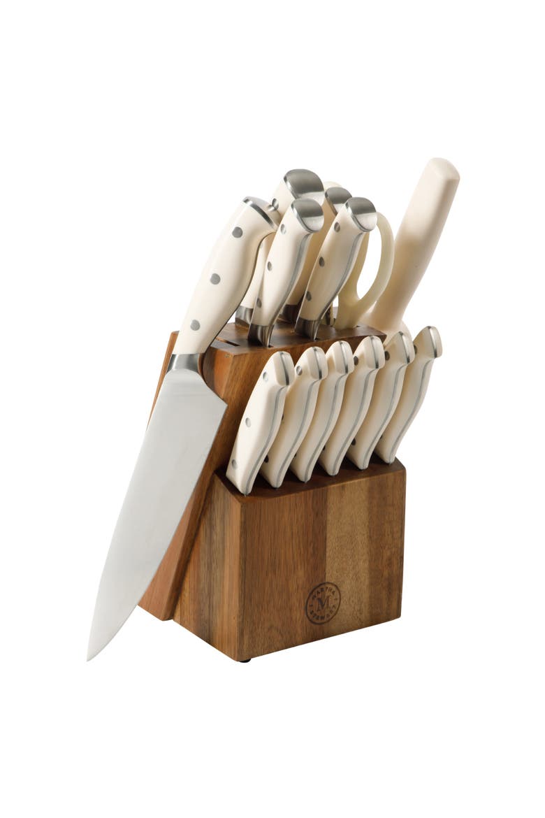 Greeley 14-Piece High-Carbon Stainless Steel Knife Block Set, Main, color, Linen White