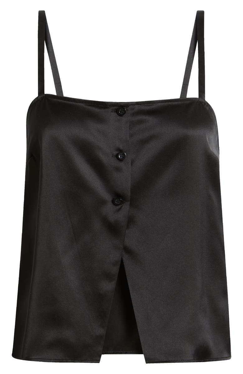 FRAME Split Front Crop Silk Camisole, Alternate, color, Black