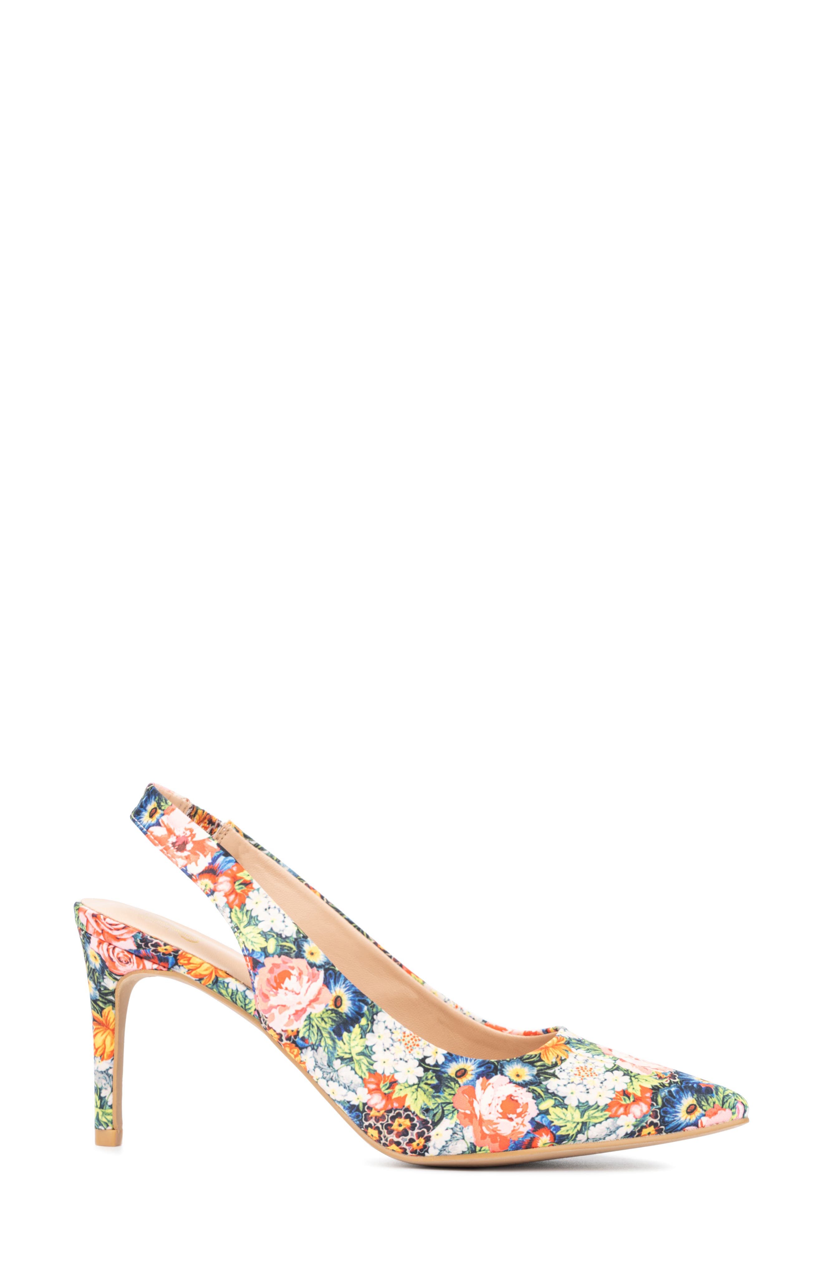 NEW YORK AND COMPANY Steph Snake Embossed Pointed Toe Slingback Pump, Alternate, color, Floral