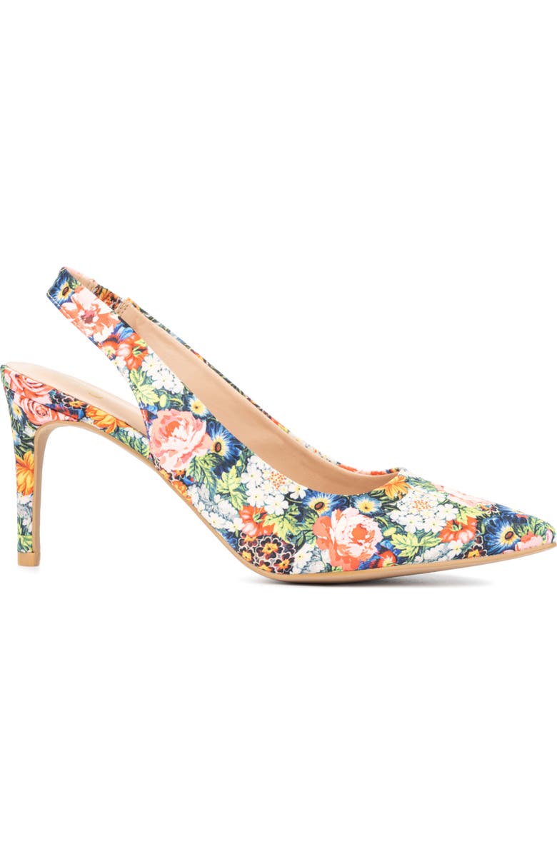 NEW YORK AND COMPANY Steph Snake Embossed Pointed Toe Slingback Pump, Alternate, color, Floral