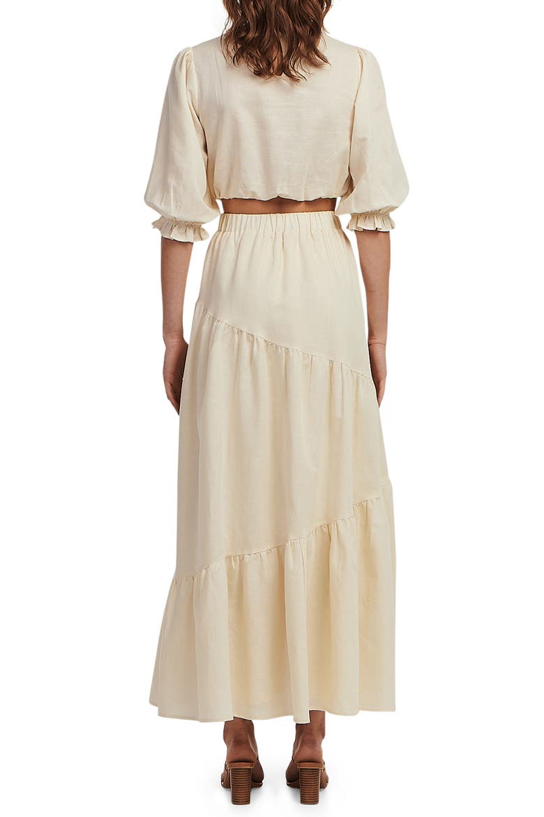 Sadie Asymmetric Tiered Linen & Cotton Maxi Skirt, Alternate, color, WHITE