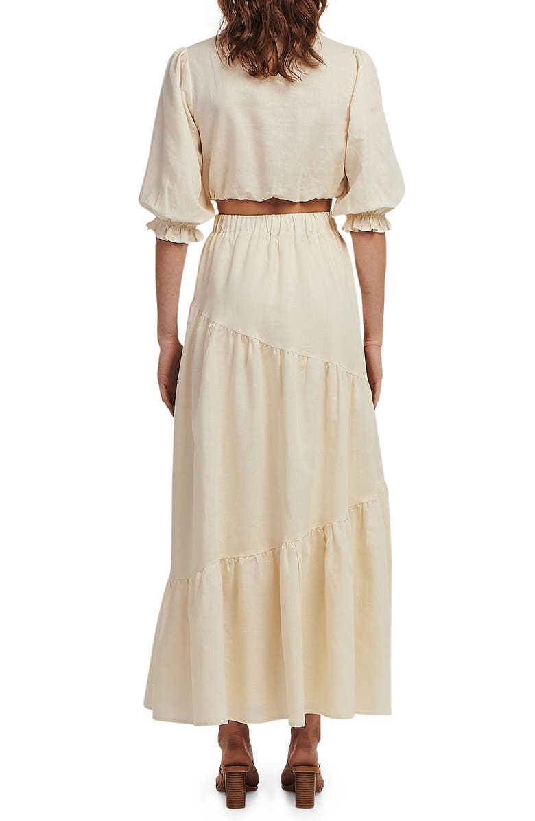 Charlie Holiday Sadie Asymmetric Tiered Linen & Cotton Maxi Skirt, Alternate, color,