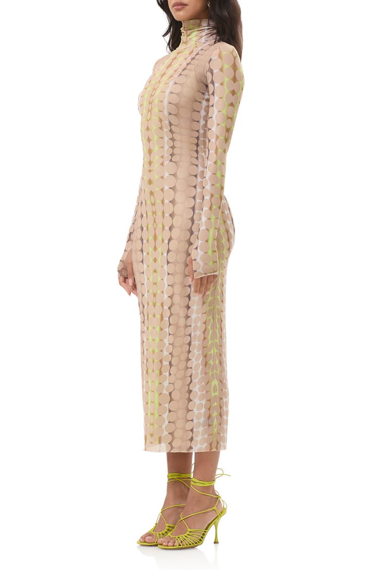 Shailene Turtleneck Long Sleeve Mesh Midi Dress, Alternate, color, TONAL DOT