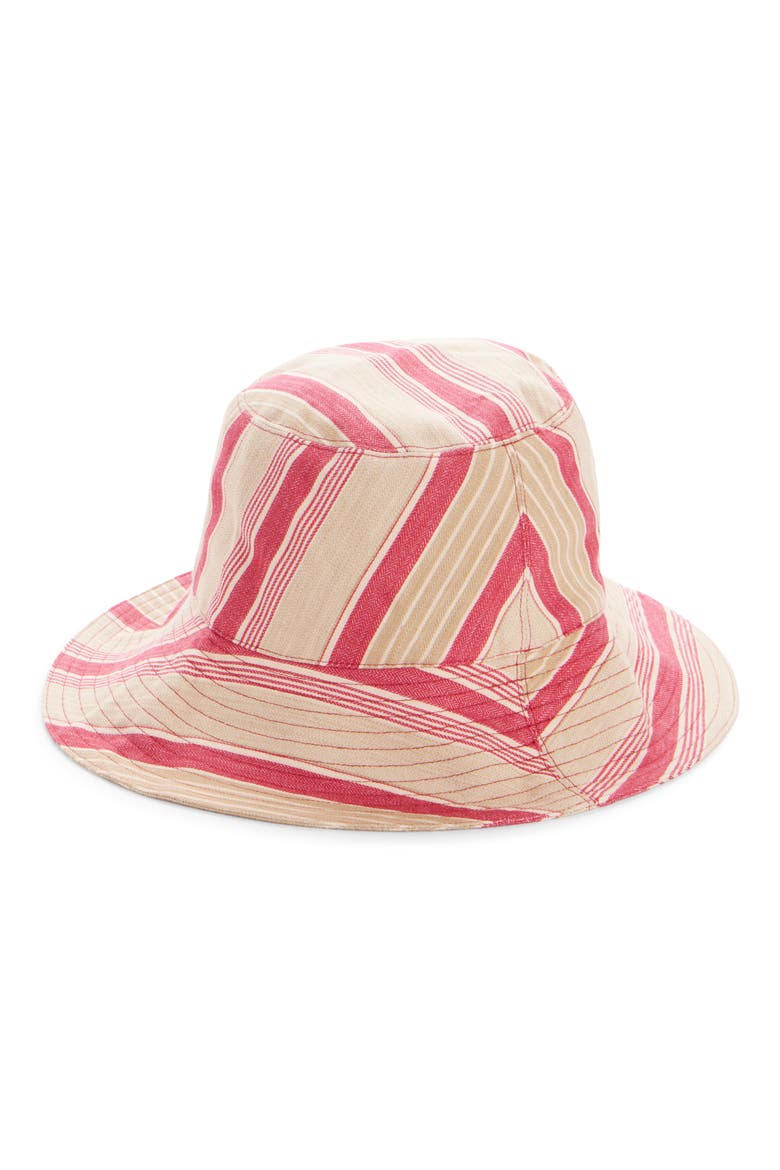 Shaelyn Embroidered Logo Stripe Bucket Hat, Alternate, color, RED