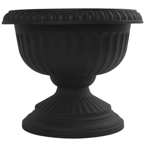Grecian Urn Planter 12 Inch Casper White, Black