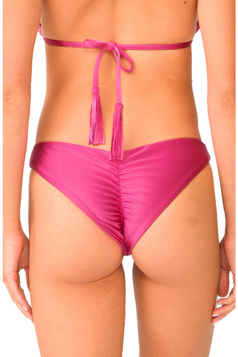 Ruched Bikini Bottoms, Alternate, color, COSMO PINK