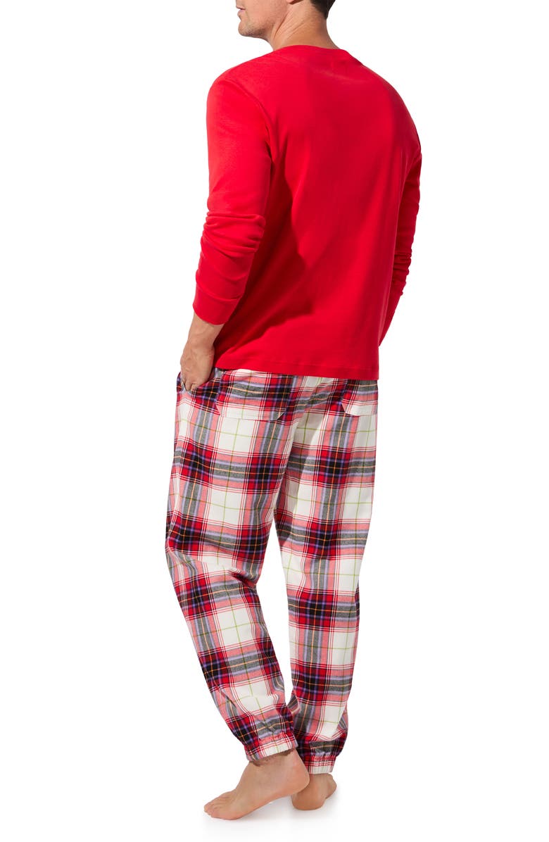 BedHead Pajamas Henley Pajama Top and Organic Cotton Flannel Pajama Joggers Set, Alternate, color, Equestrian Plaid