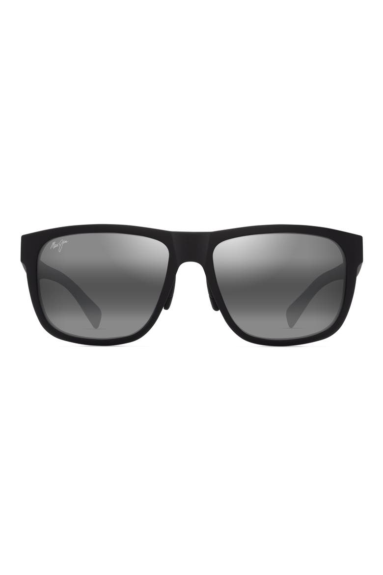 Puakea 57mm PolarizedPlus2® Square Sunglasses, Main, color, MATTE BLACK