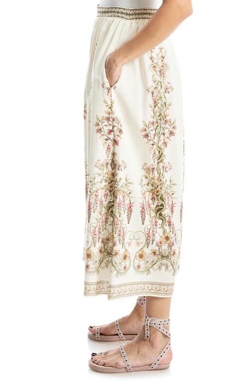 Max Studio Border Print Maxi Skirt In Natural Secret Garden