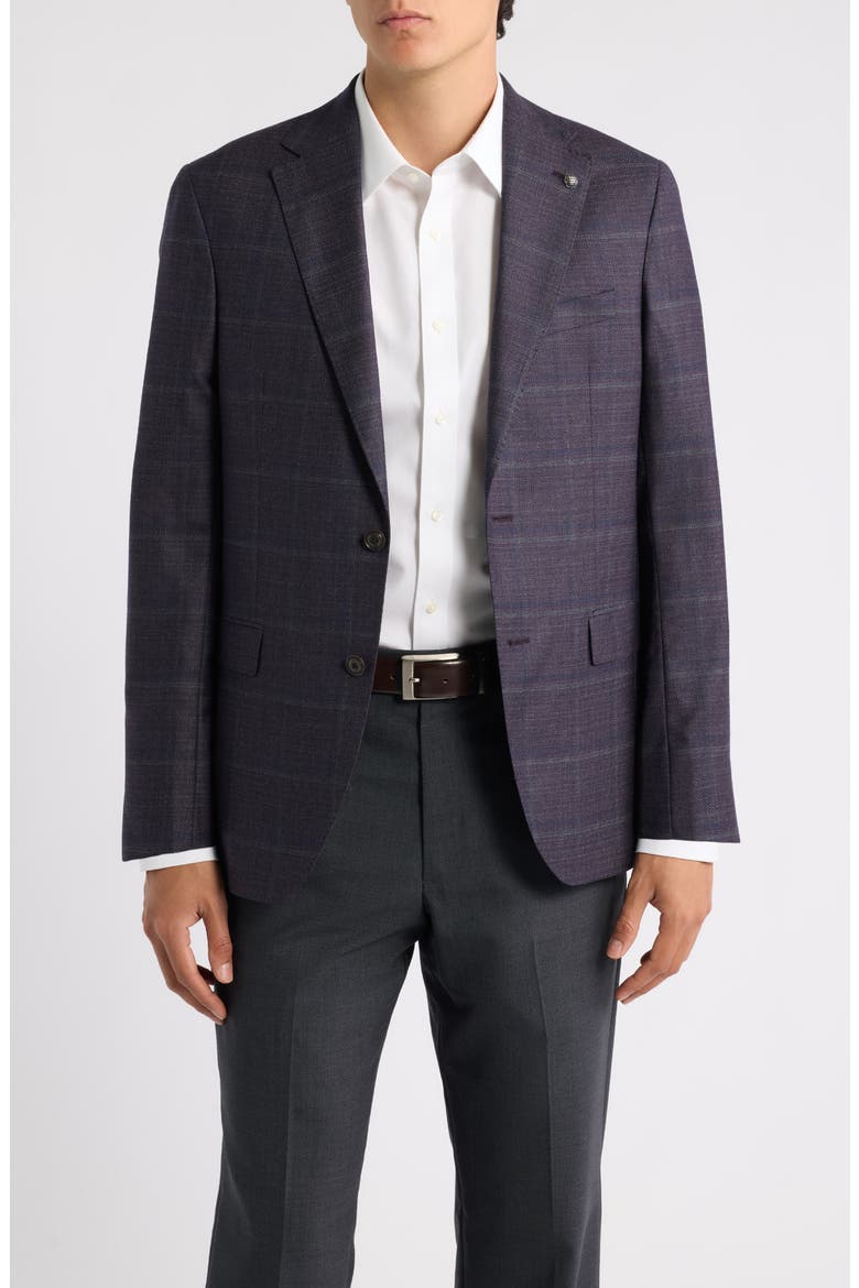 Midland Plaid Wool Sport Coat, Main, color, WINE