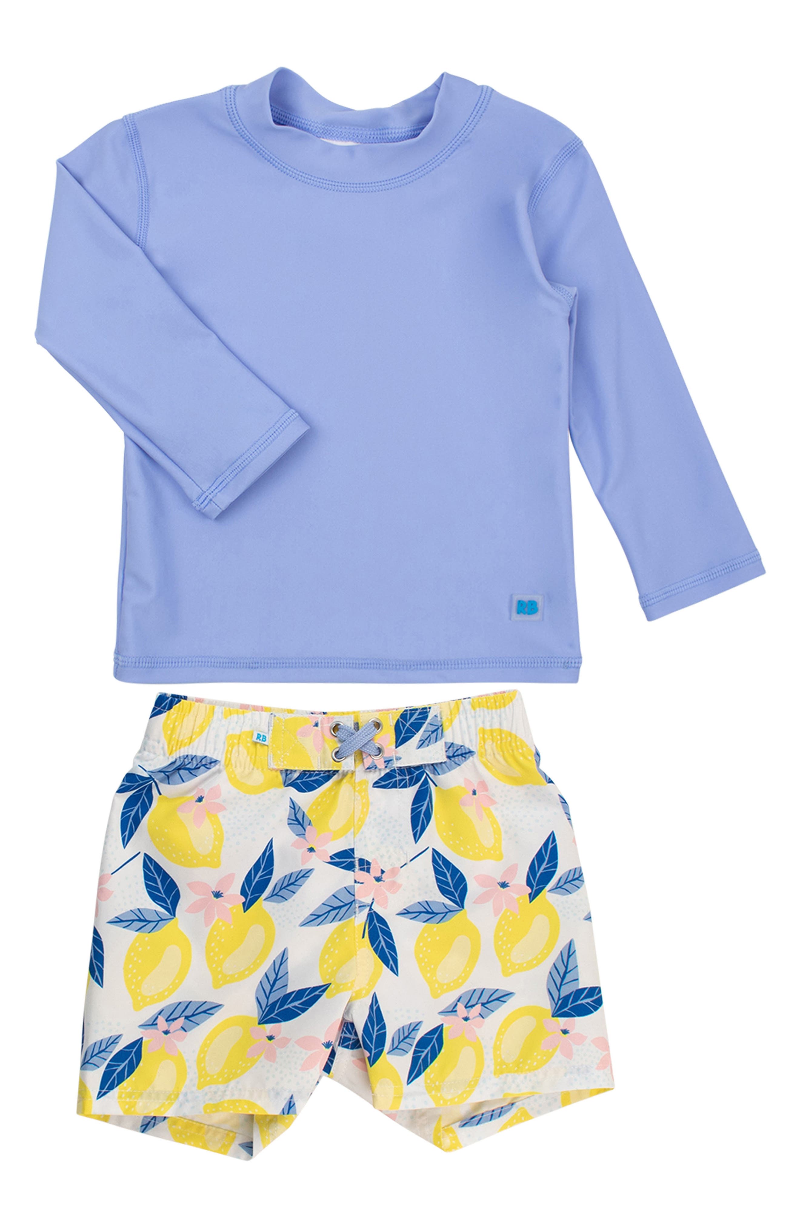 RuggedButts Periwinkle Long Sleeve Two-Piece Rashguard Swimsuit in Blue 